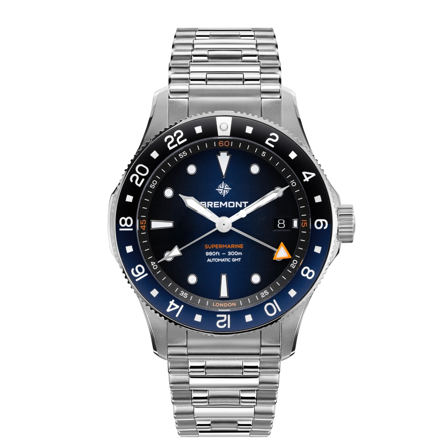 Bremont Watch Company Watches | Mens | Supermarine Supermarine 300M GMT, Glacier Blue, Bracelet