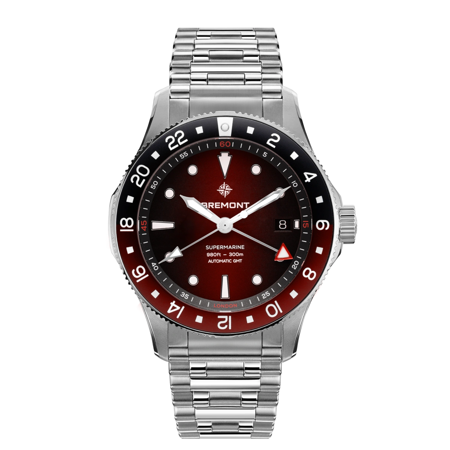 Bremont Watch Company Watches | Mens | Supermarine Supermarine 300M GMT, Ember Red, Bracelet