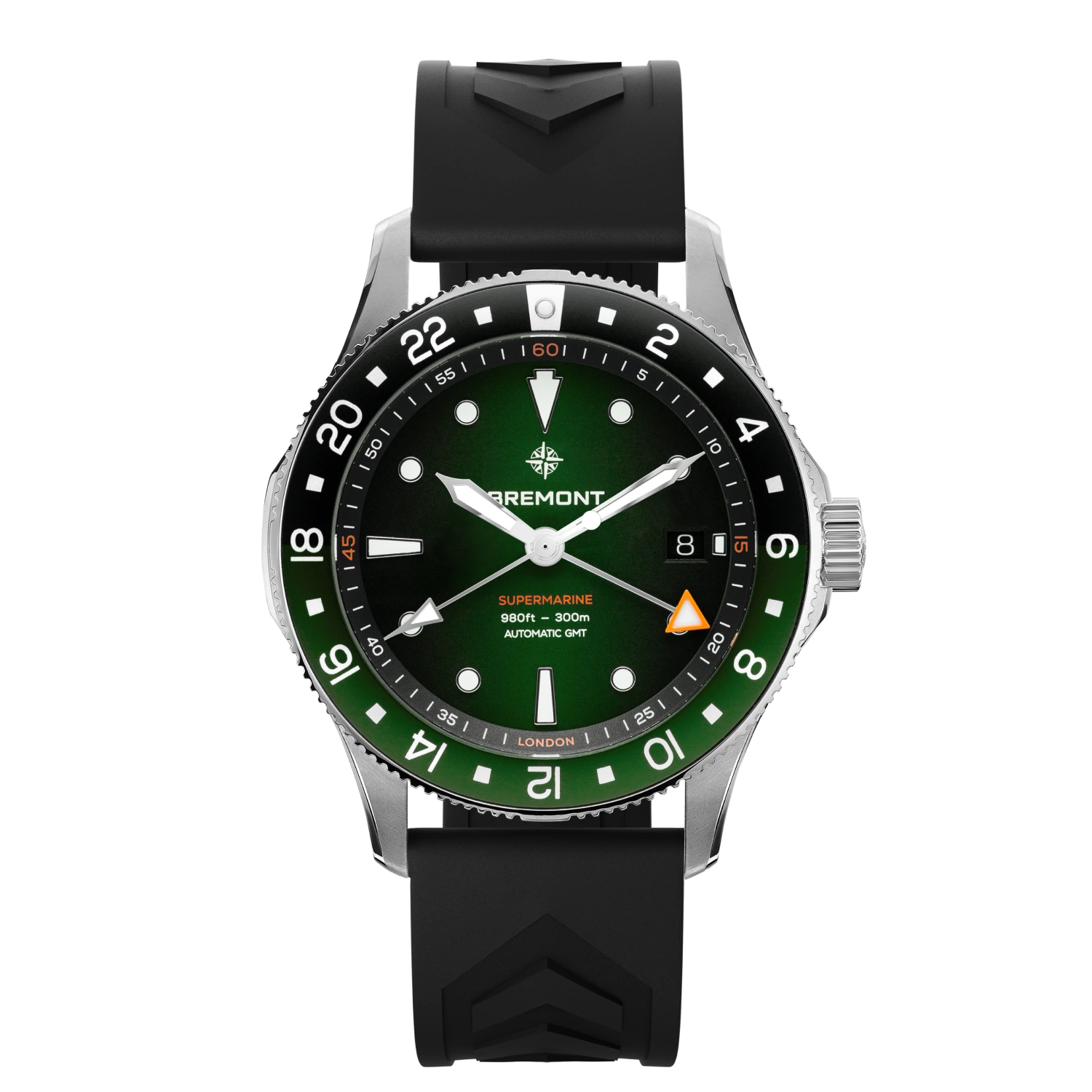 Bremont Watch Company Watches | Mens | Supermarine Supermarine 300M GMT, Tundra Green, Rubber Strap