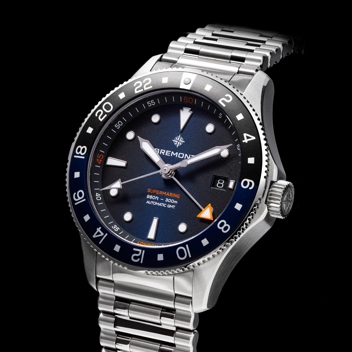 Bremont Watch Company Watches | Mens | Supermarine Supermarine 300M GMT, Glacier Blue, Bracelet