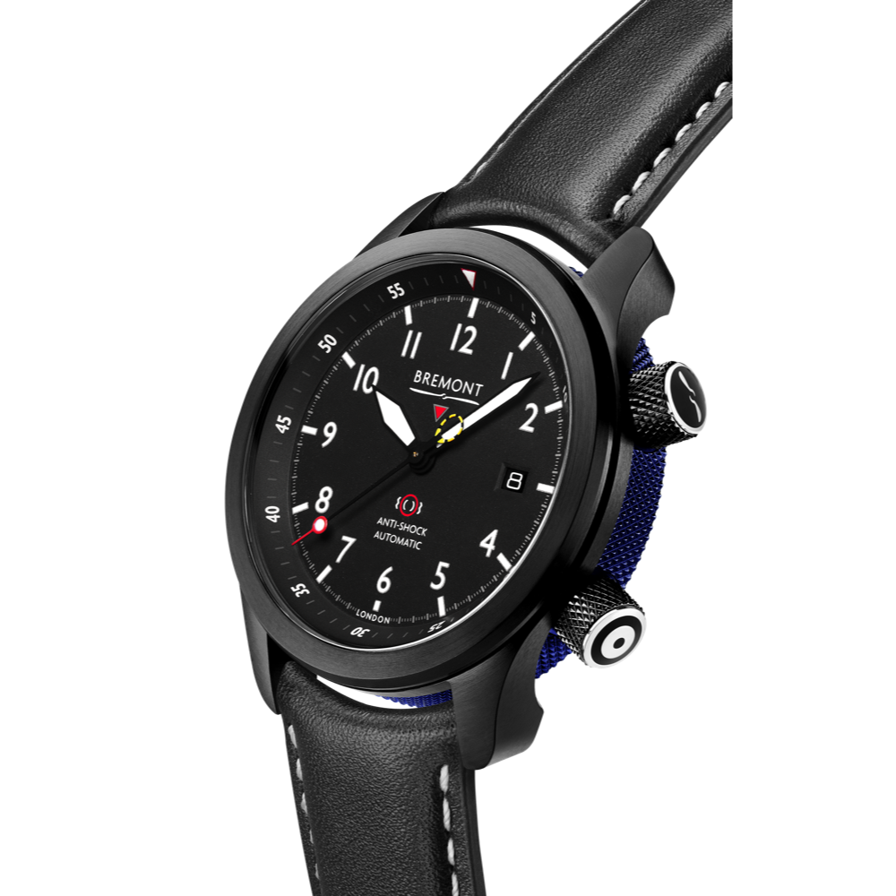 Bremont Watch Company Configurator MBII Custom DLC, Black Dial with Blue Barrel & Open Case Back