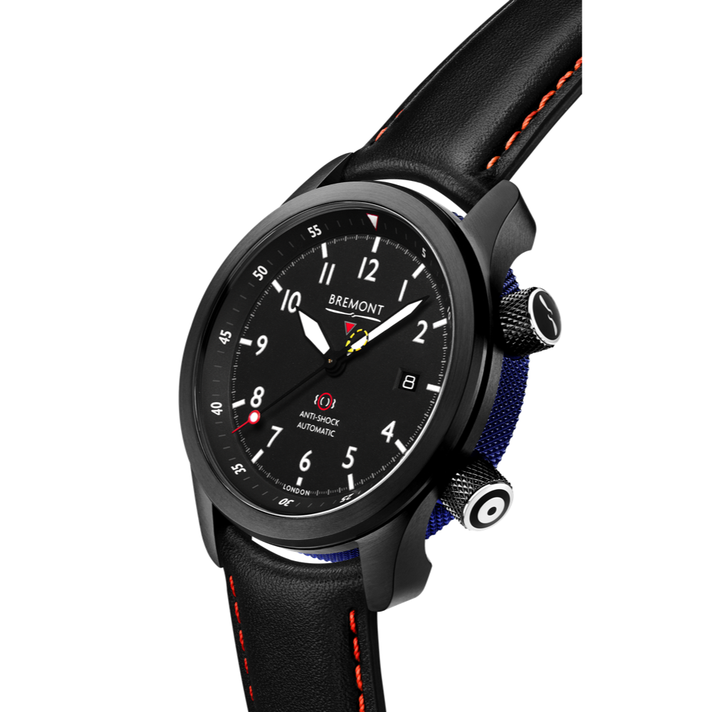 Bremont Watch Company Configurator MBII Custom DLC, Black Dial with Blue Barrel & Open Case Back