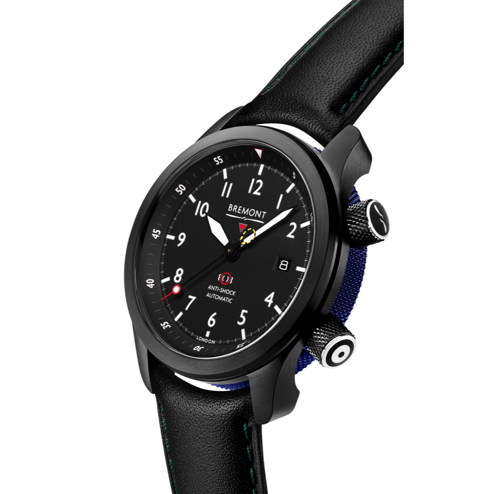 Bremont Watch Company Configurator MBII Custom DLC, Black Dial with Blue Barrel & Open Case Back