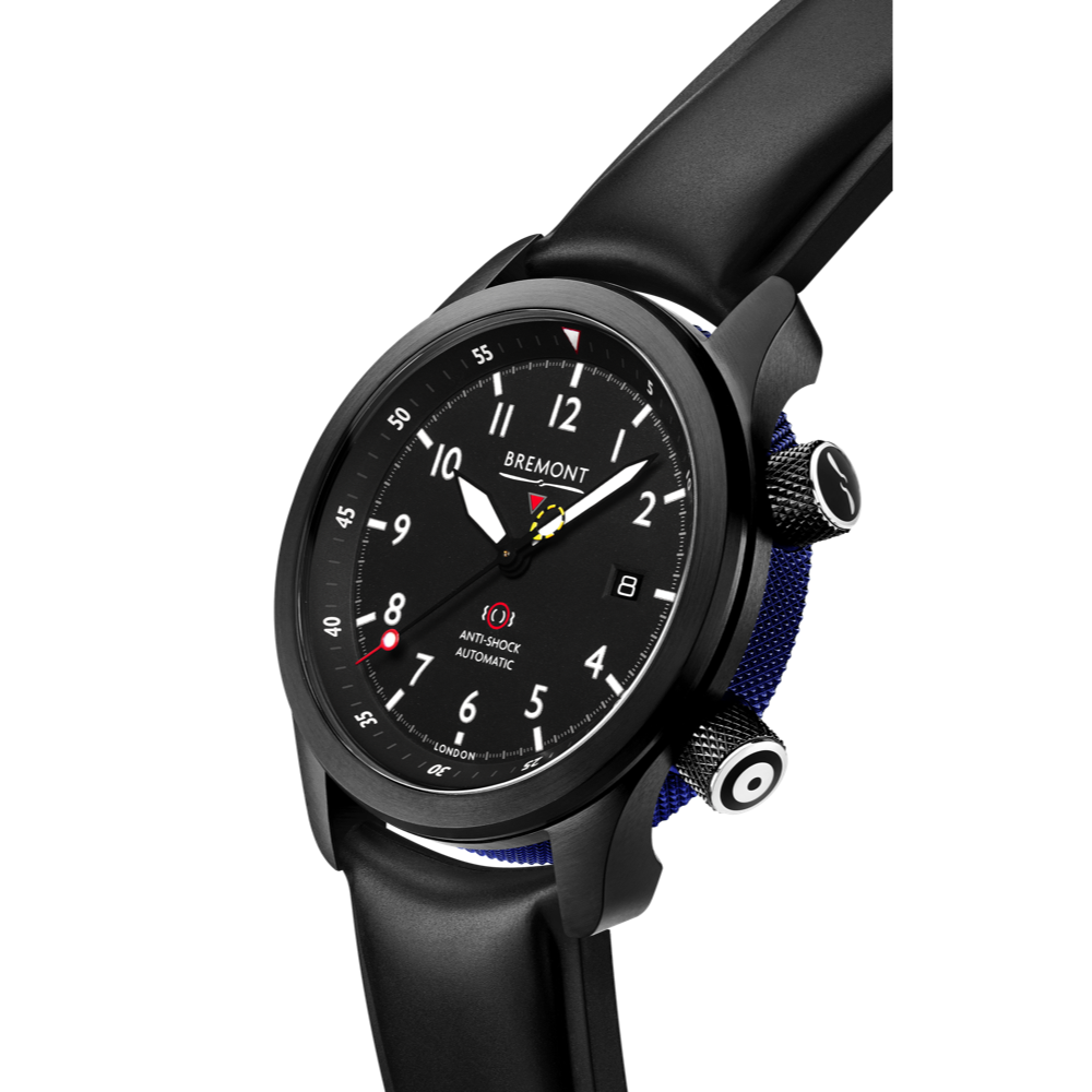 Bremont Watch Company Configurator MBII Custom DLC, Black Dial with Blue Barrel & Closed Case Back