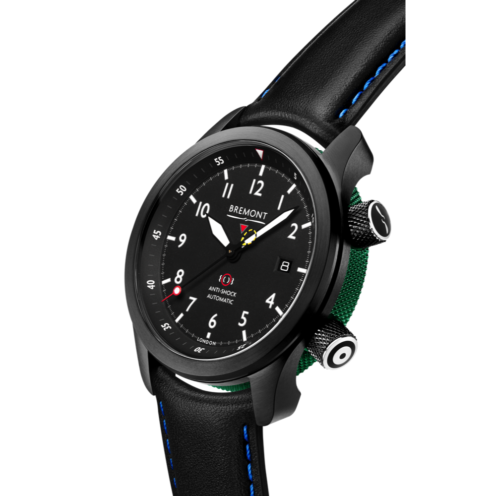 Bremont Watch Company Configurator MBII Custom DLC, Black Dial with Green Barrel & Open Case Back