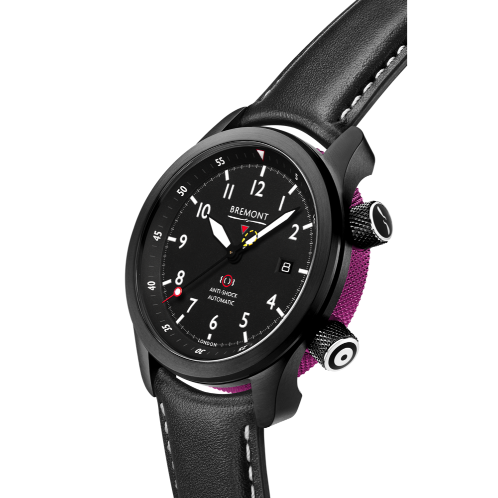 Bremont Watch Company Configurator MBII Custom DLC, Black Dial with Purple Barrel & Closed Case Back