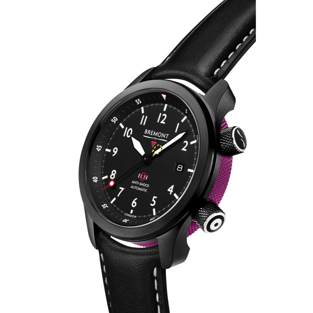 Bremont Watch Company Configurator MBII Custom DLC, Black Dial with Purple Barrel & Closed Case Back