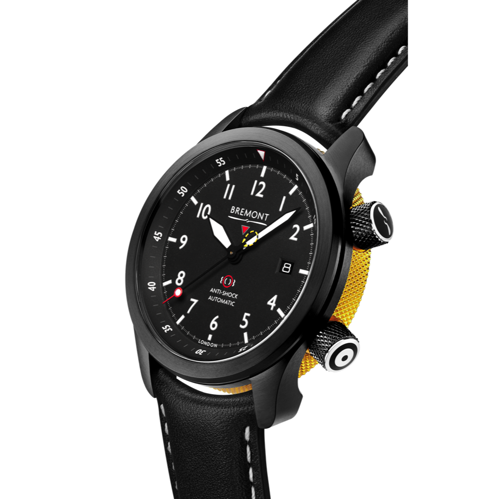 Bremont Watch Company Configurator MBII Custom DLC, Black Dial with Yellow Barrel & Closed Case Back