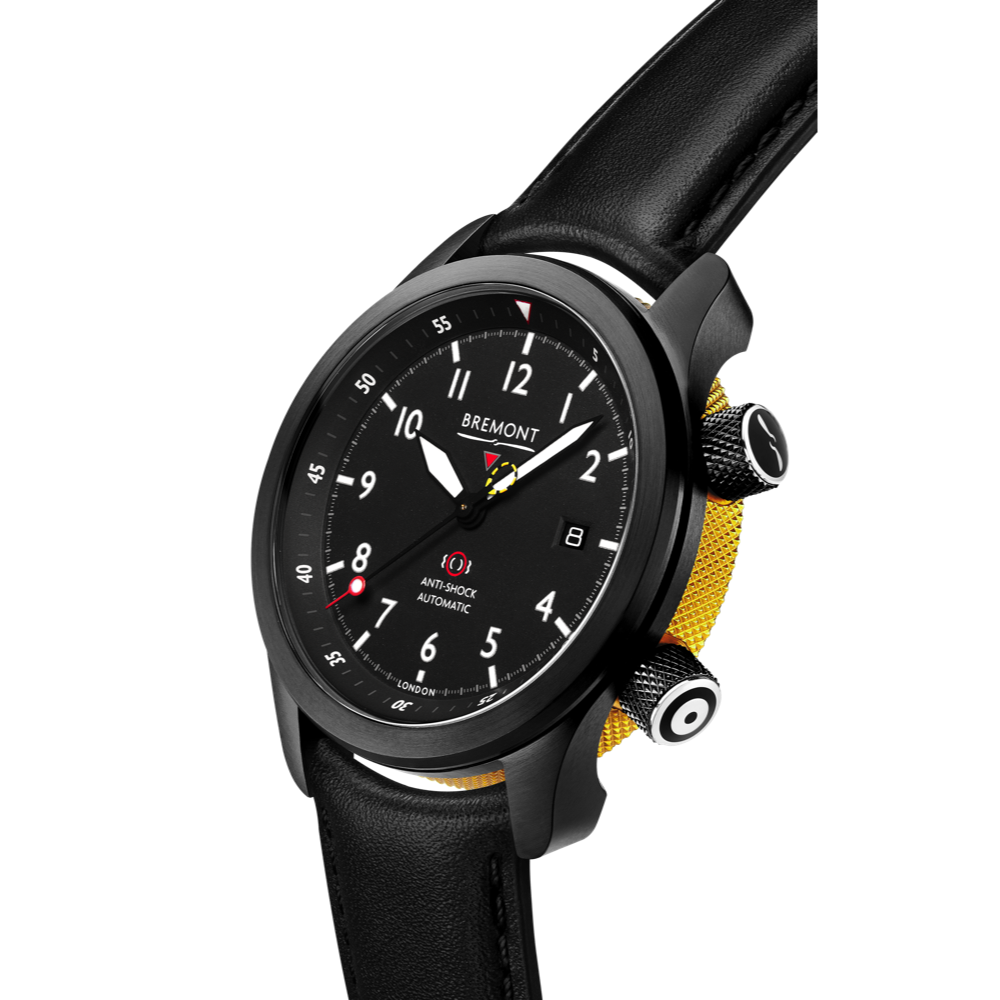 Bremont Watch Company Configurator MBII Custom DLC, Black Dial with Yellow Barrel & Open Case Back