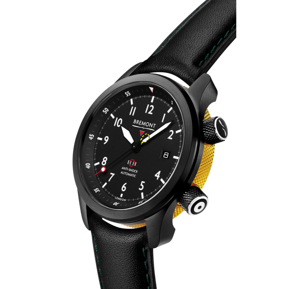 Bremont Watch Company Configurator MBII Custom DLC, Black Dial with Yellow Barrel & Closed Case Back