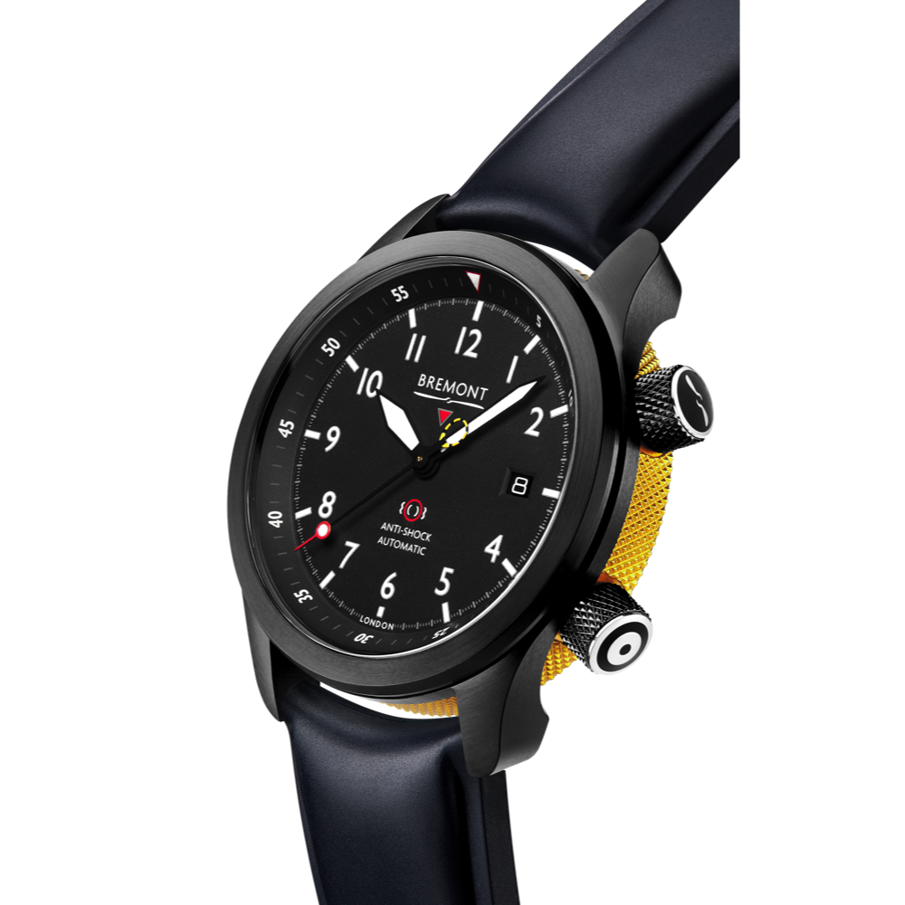 Bremont Watch Company Configurator MBII Custom DLC, Black Dial with Yellow Barrel & Closed Case Back