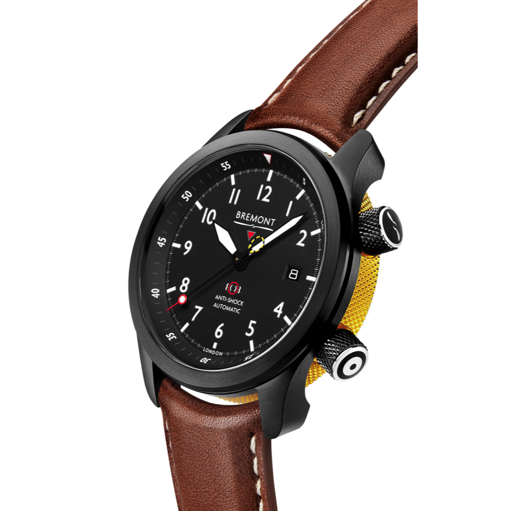 Bremont Watch Company Configurator MBII Custom DLC, Black Dial with Yellow Barrel & Open Case Back