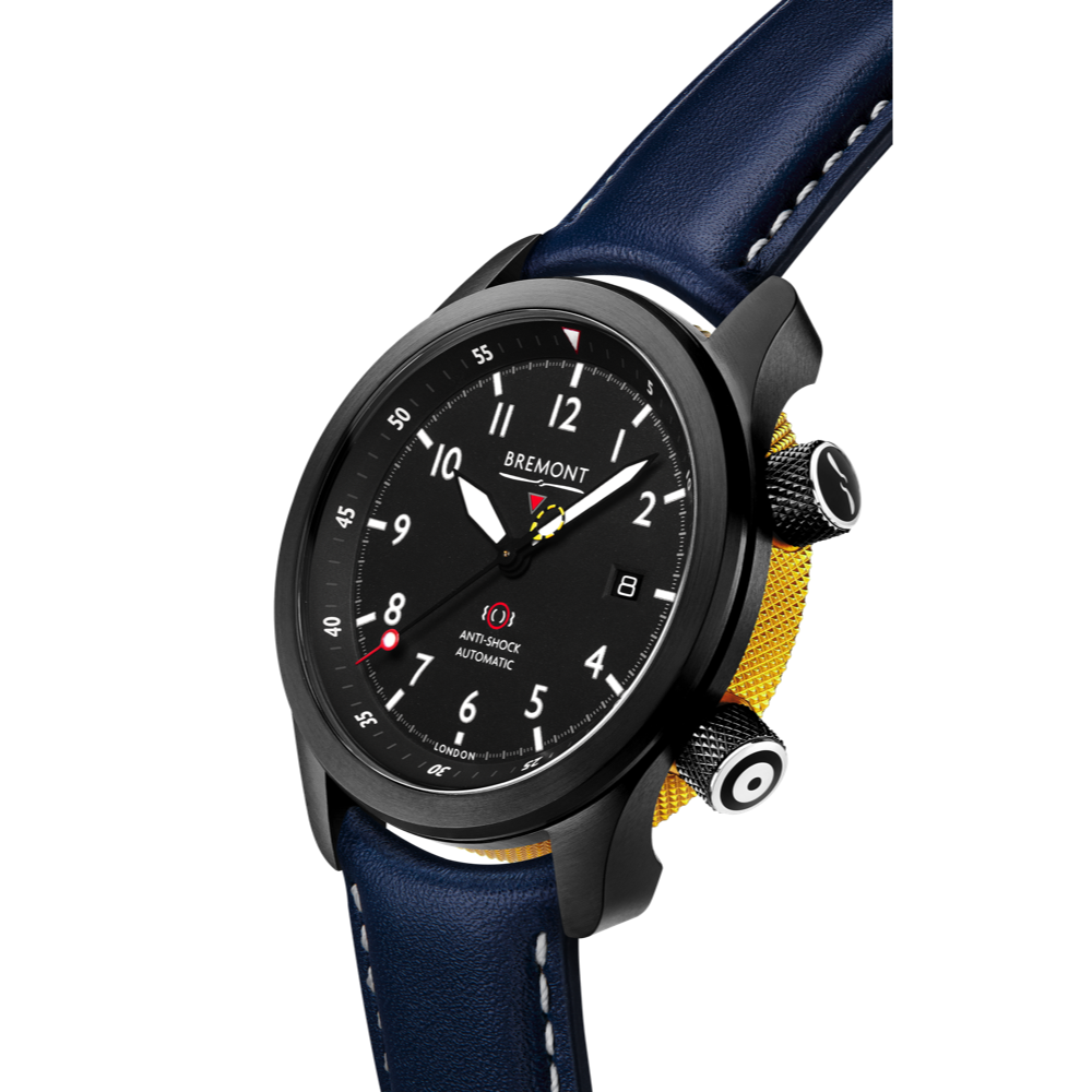 Bremont Watch Company Configurator MBII Custom DLC, Black Dial with Yellow Barrel & Open Case Back