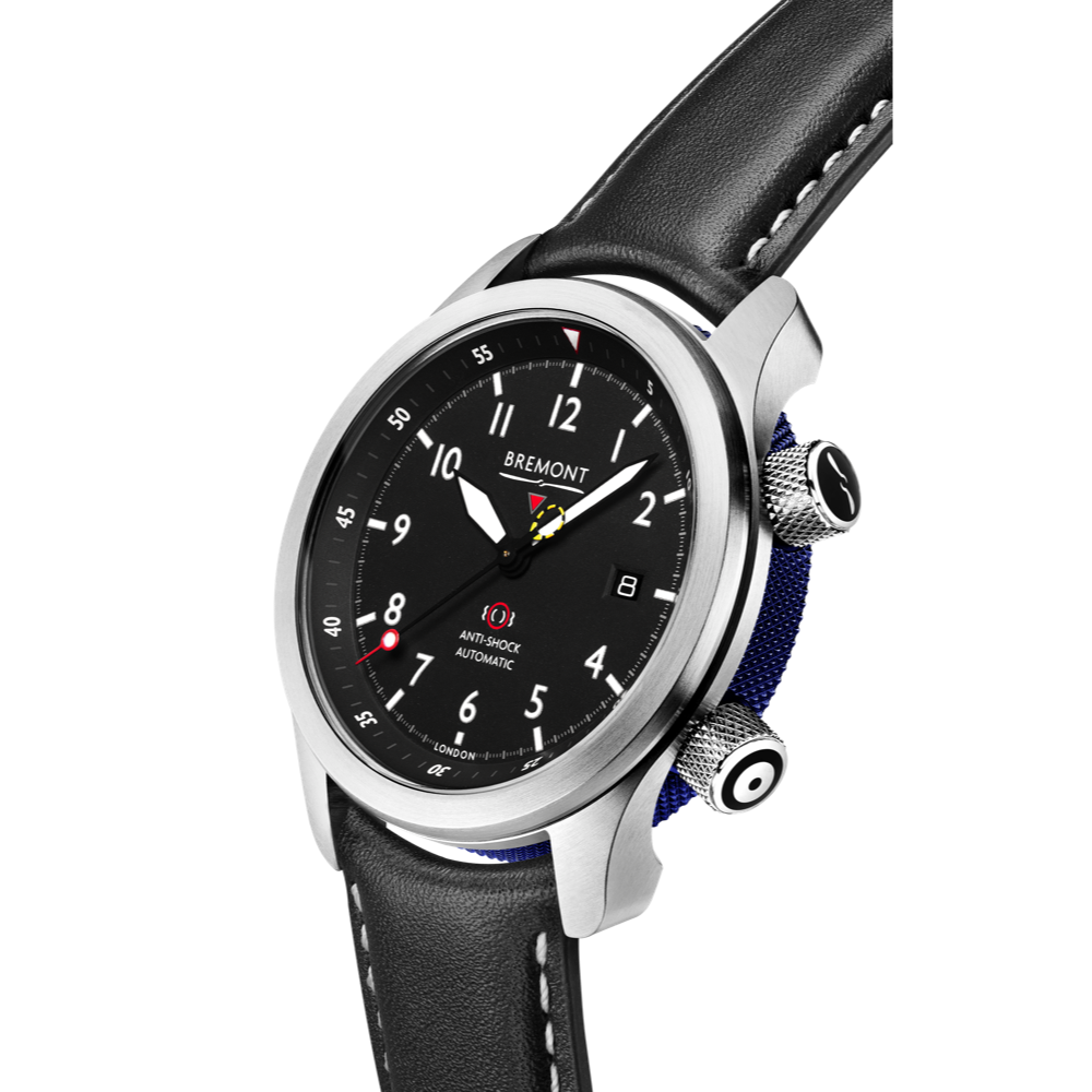 Bremont Watch Company Configurator MBII Custom Stainless Steel, Black Dial with Blue Barrel & Open Case Back