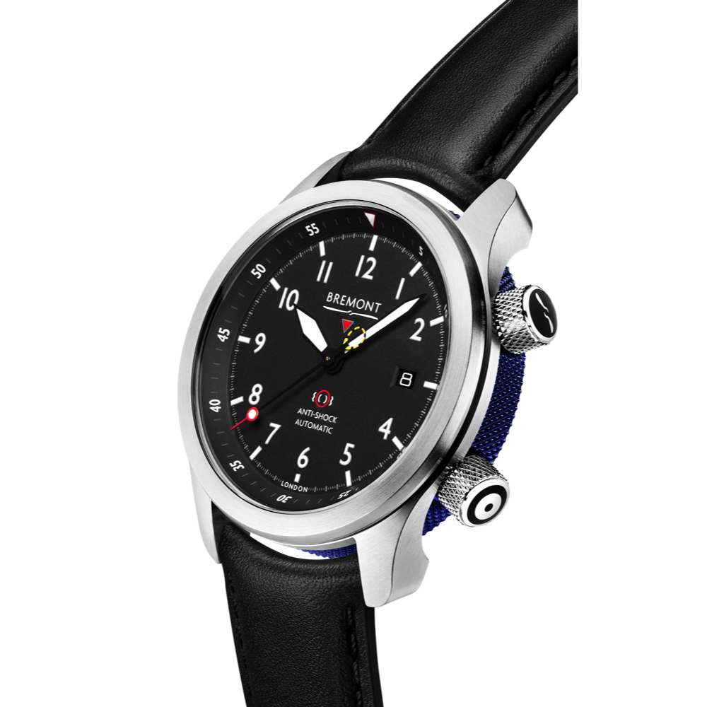 Bremont Watch Company Configurator MBII Custom Stainless Steel, Black Dial with Blue Barrel & Open Case Back