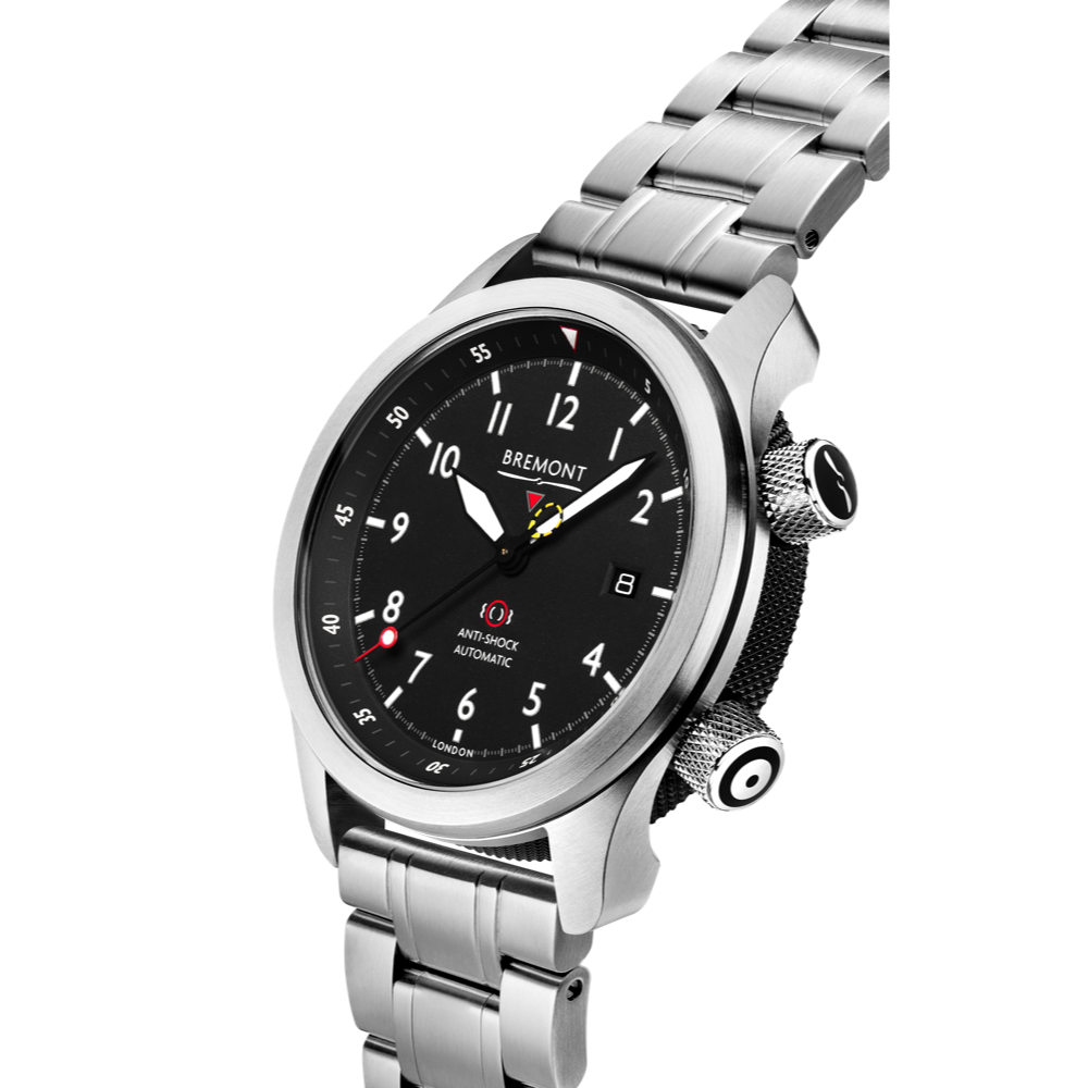 Bremont Watch Company Configurator MBII Custom Stainless Steel, Black Dial with Jet Barrel & Closed Case Back