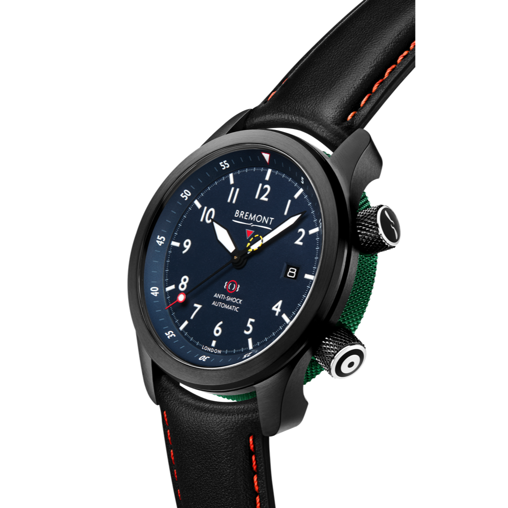 Bremont Watch Company Configurator MBII Custom DLC, Blue Dial with Green Barrel & Open Case Back