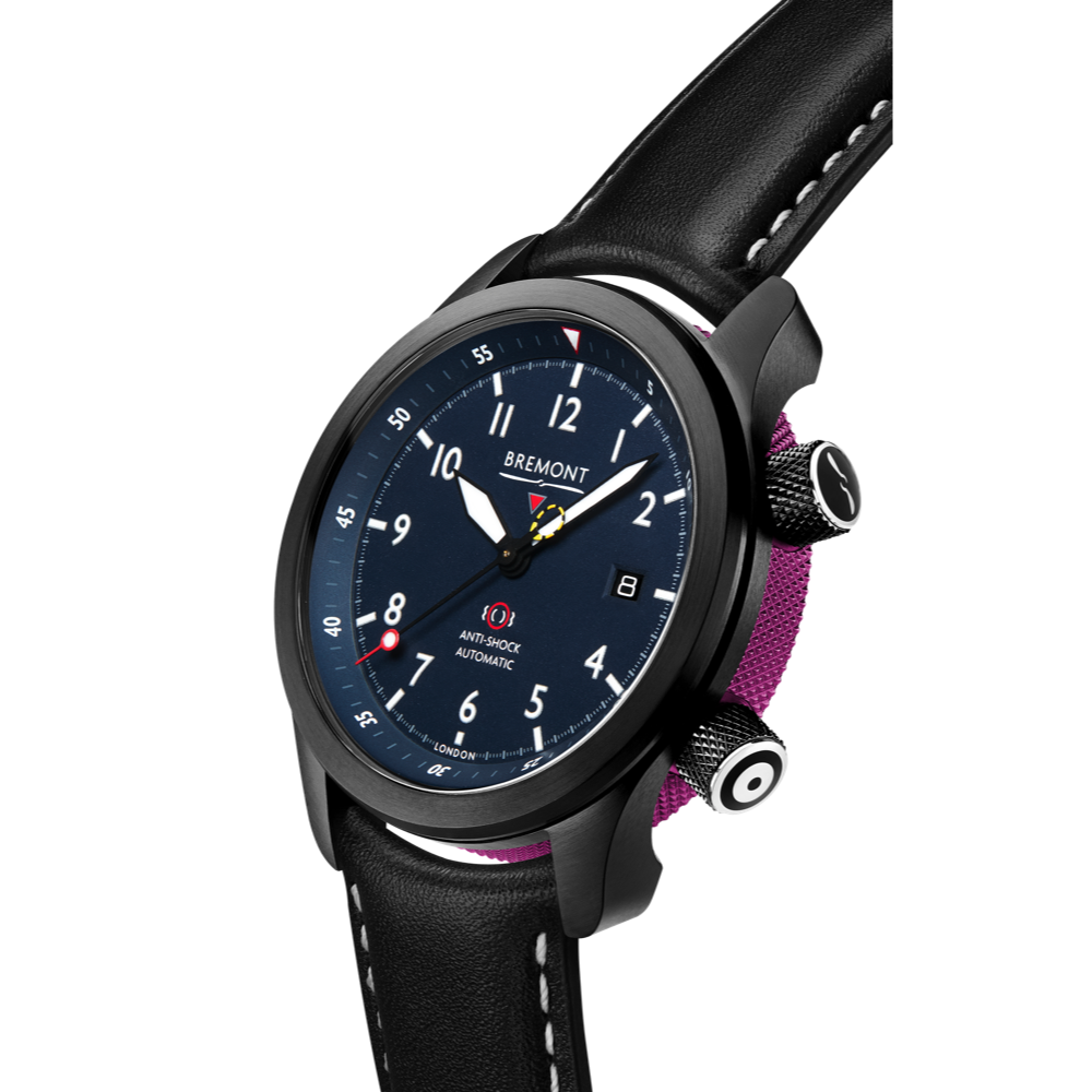 Bremont Watch Company Configurator MBII Custom DLC, Blue Dial with Purple Barrel & Closed Case Back