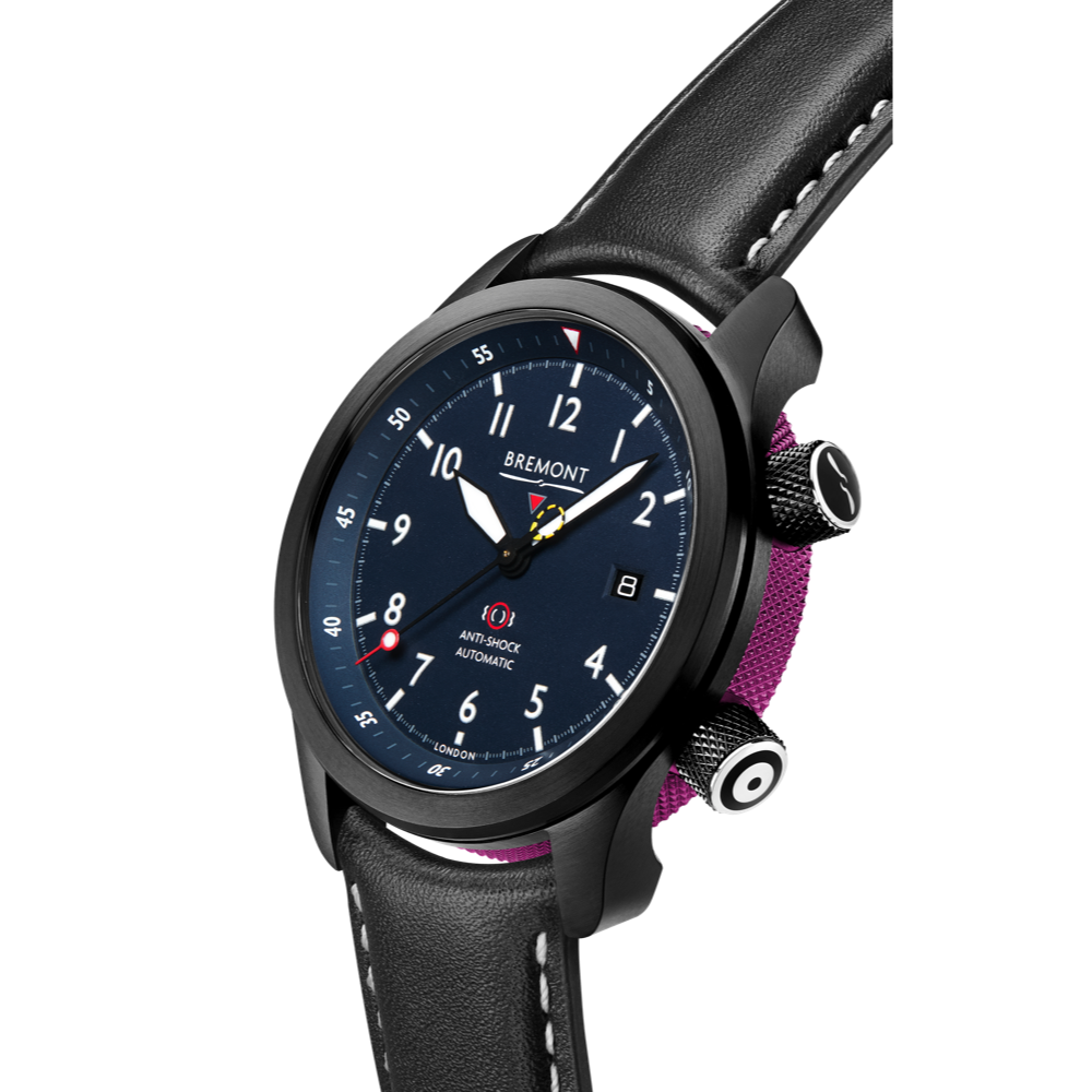 Bremont Watch Company Configurator MBII Custom DLC, Blue Dial with Purple Barrel & Closed Case Back