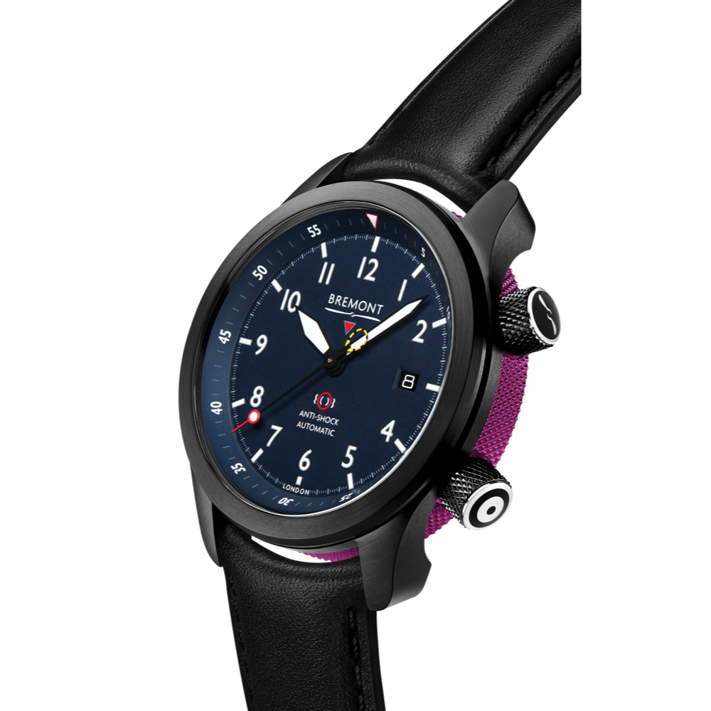 Bremont Watch Company Configurator MBII Custom DLC, Blue Dial with Purple Barrel & Closed Case Back