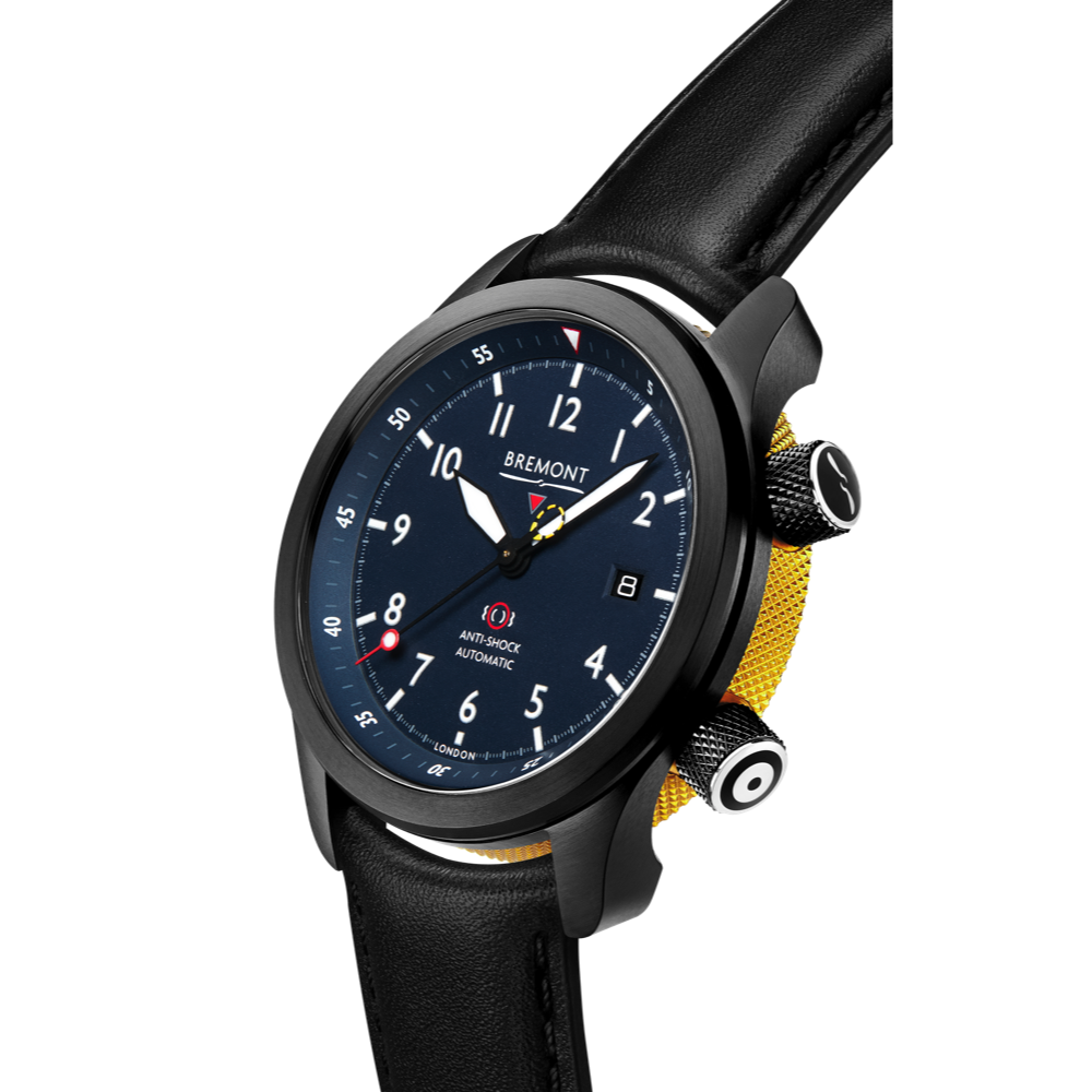 Bremont Watch Company Configurator MBII Custom DLC, Blue Dial with Yellow Barrel & Open Case Back