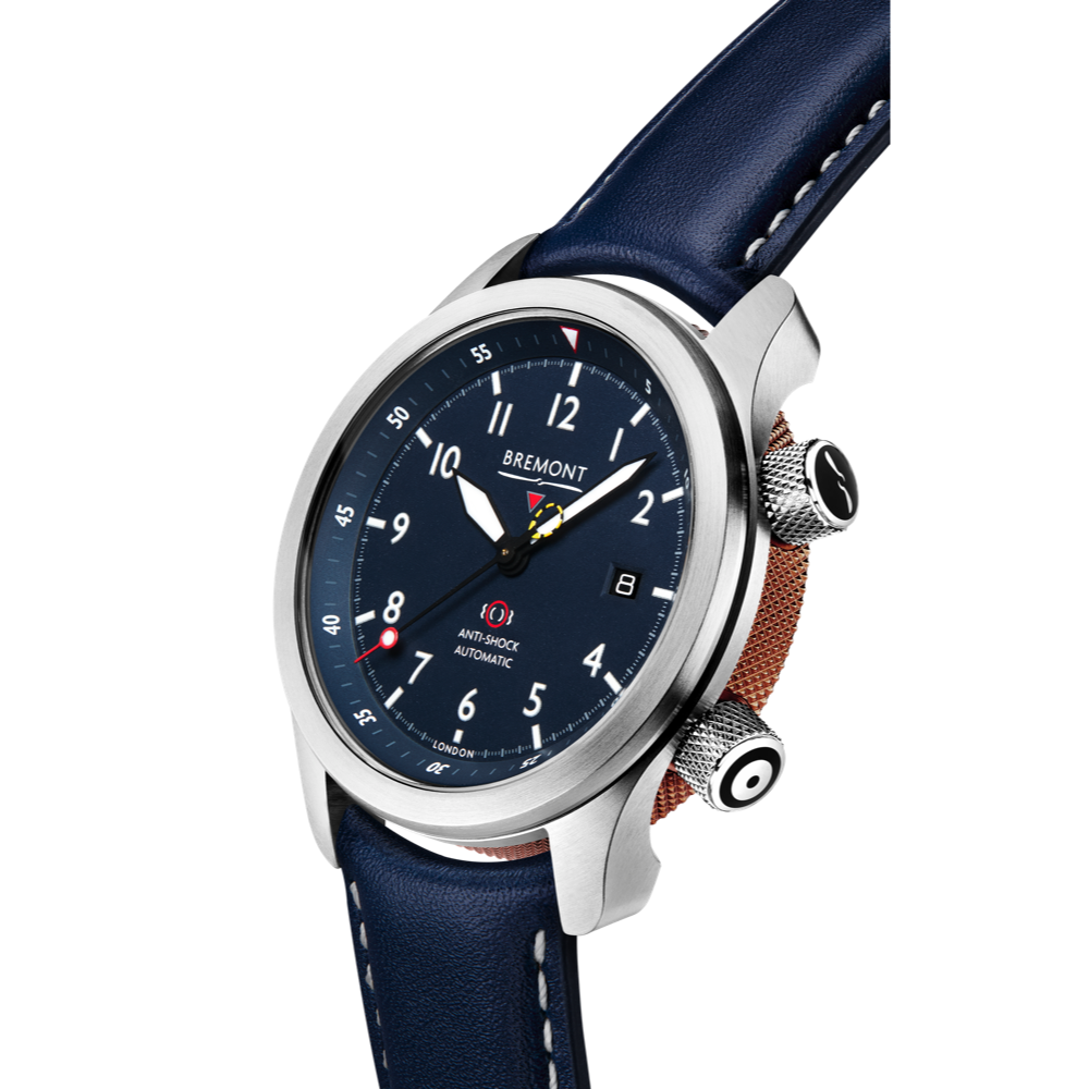 Bremont Watch Company Configurator MBII Custom Stainless Steel, Blue Dial with Green Barrel & Closed Case Back