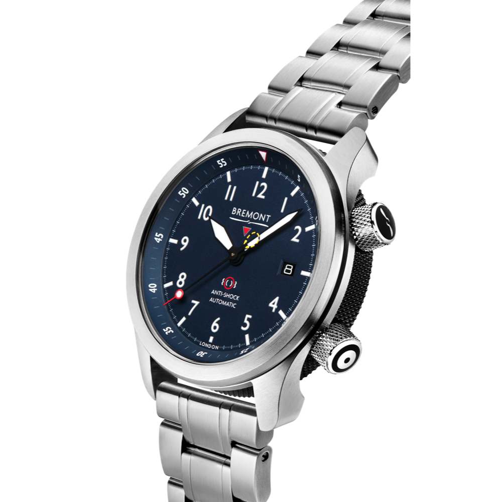 Bremont Watch Company Configurator MBII Custom Stainless Steel, Blue Dial with Jet Barrel & Closed Case Back