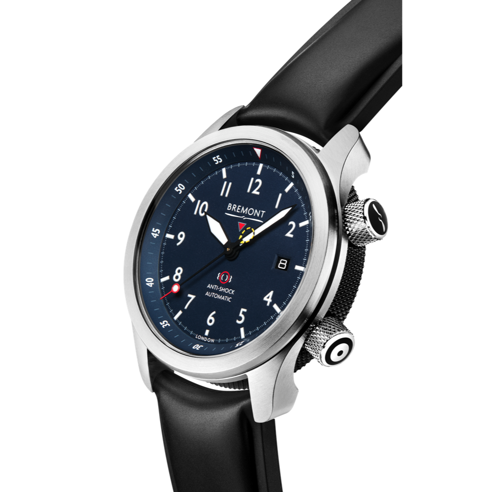 Bremont Watch Company Configurator MBII Custom Stainless Steel, Blue Dial with Jet Barrel & Closed Case Back