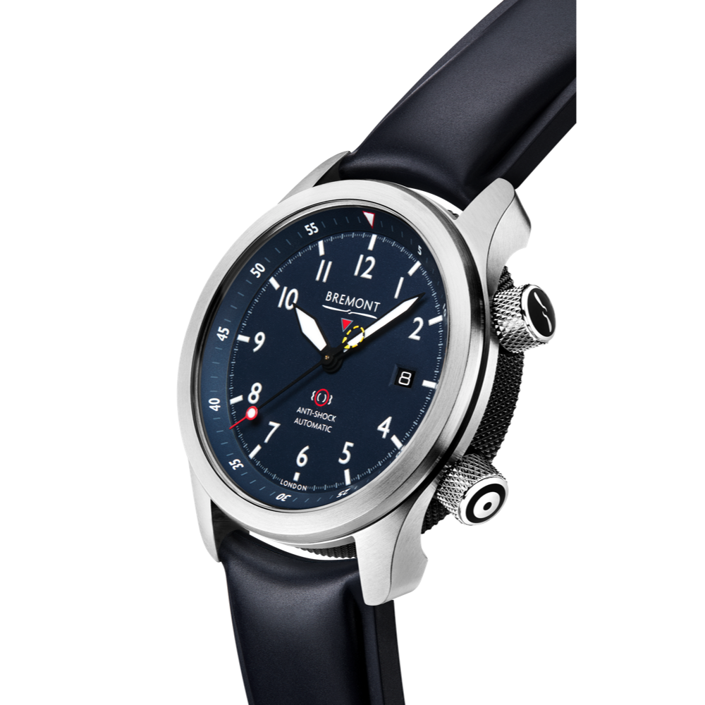 Bremont Watch Company Configurator MBII Custom Stainless Steel, Blue Dial with Jet Barrel & Closed Case Back