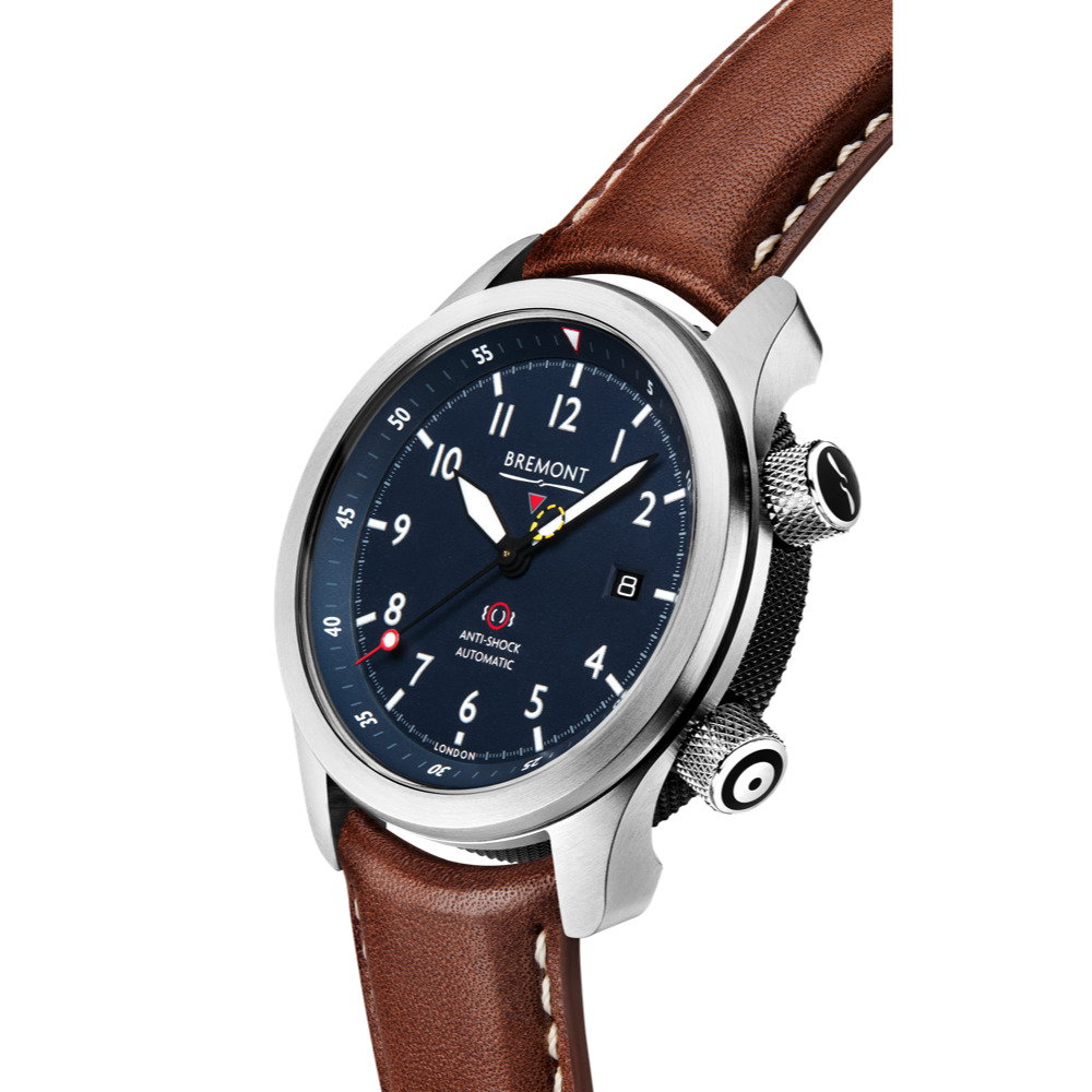 Bremont Watch Company Configurator MBII Custom Stainless Steel, Blue Dial with Jet Barrel & Open Case Back