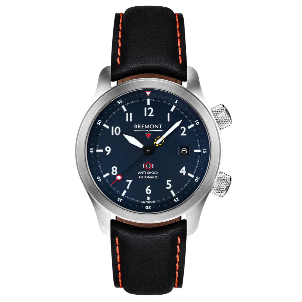 Bremont Watch Company Configurator MBII Custom Stainless Steel, Blue Dial with Yellow Barrel & Open Case Back