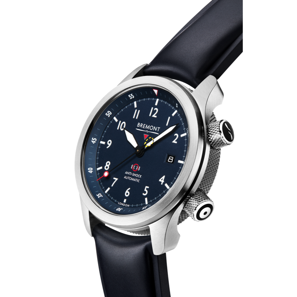 Bremont Watch Company Configurator MBII Custom Stainless Steel, Blue Dial with Titanium Barrel & Closed Case Back