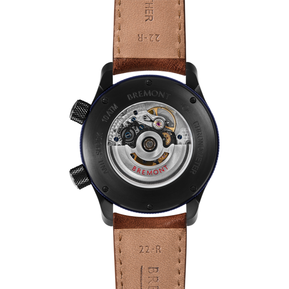 Bremont Watch Company Configurator MBII Custom DLC, Black Dial with Blue Barrel & Open Case Back