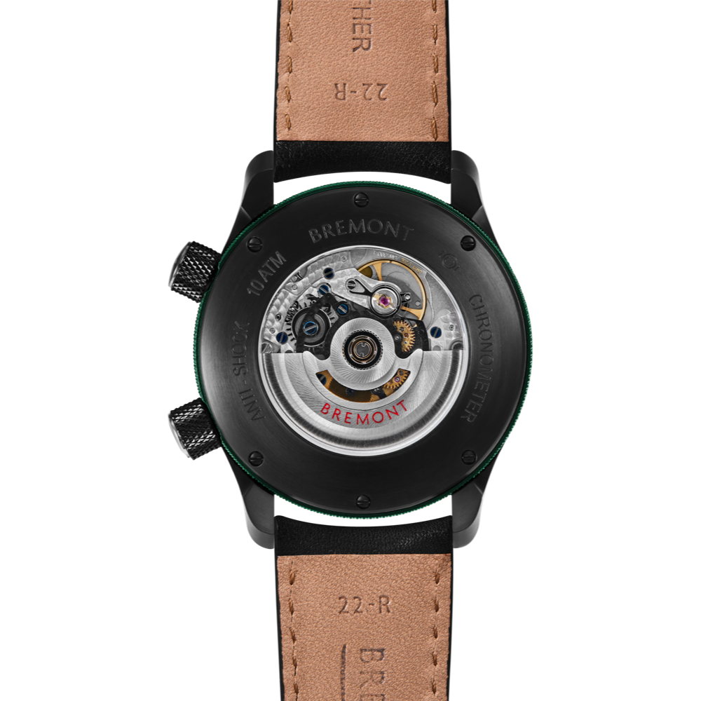 Bremont Watch Company Configurator MBII Custom DLC, Blue Dial with Green Barrel & Open Case Back