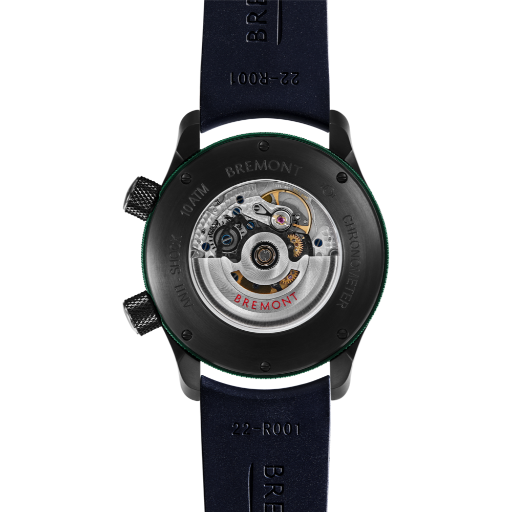 Bremont Watch Company Configurator MBII Custom DLC, Black Dial with Green Barrel & Open Case Back