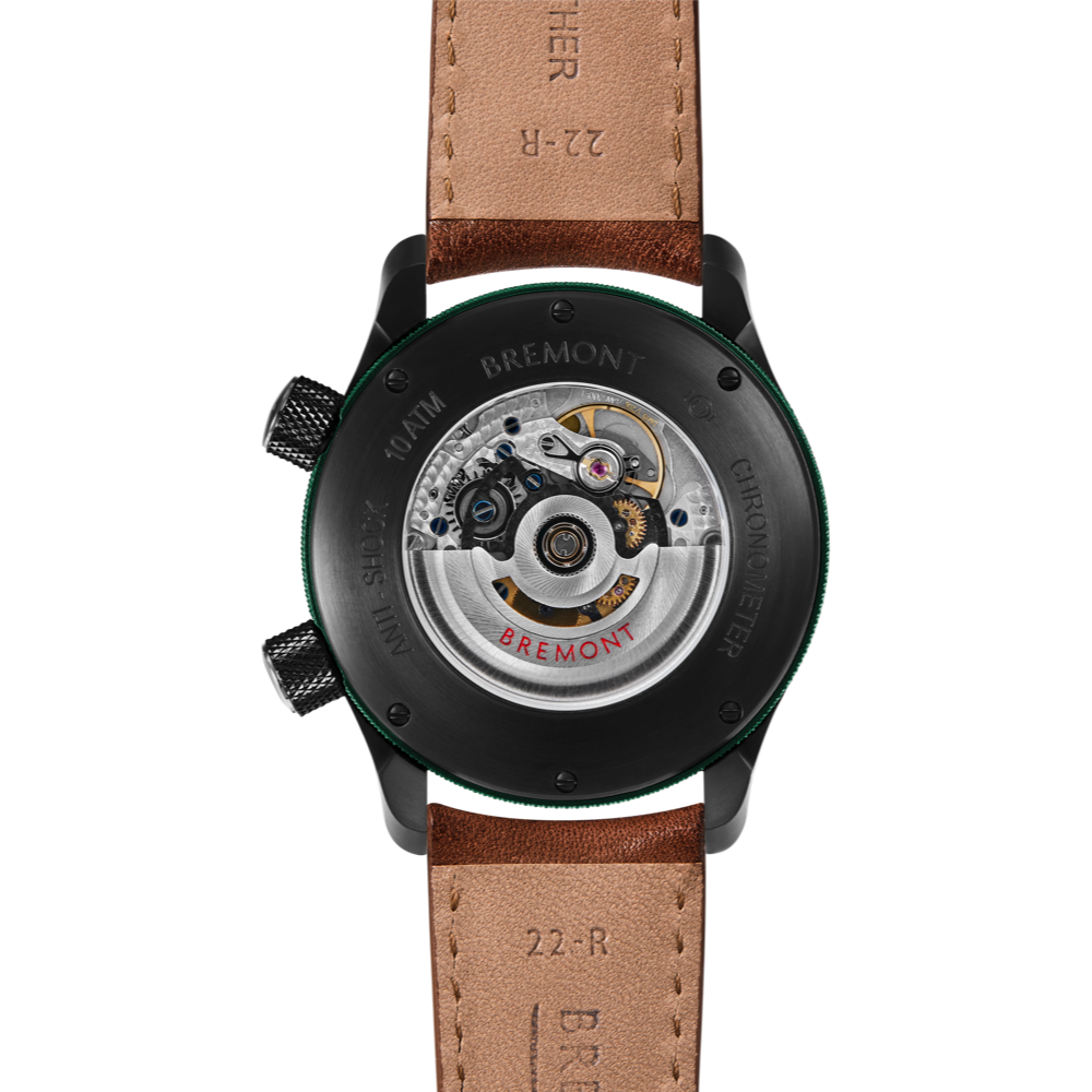 Bremont Watch Company Configurator MBII Custom DLC, Blue Dial with Green Barrel & Open Case Back