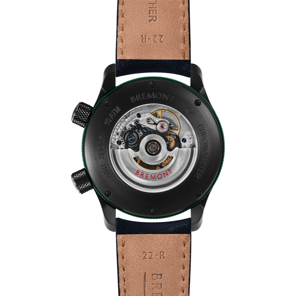 Bremont Watch Company Configurator MBII Custom DLC, Black Dial with Green Barrel & Open Case Back