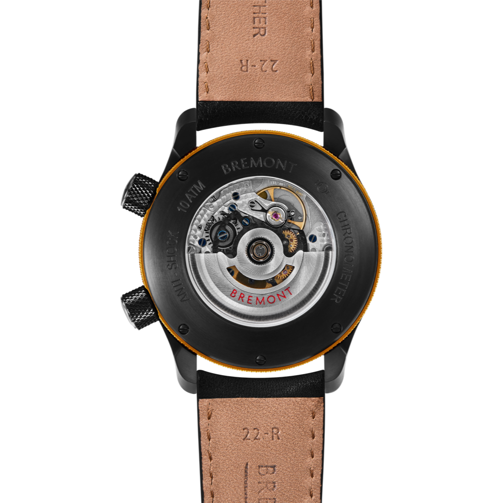 Bremont Watch Company Configurator MBII Custom DLC, Black Dial with Yellow Barrel & Open Case Back