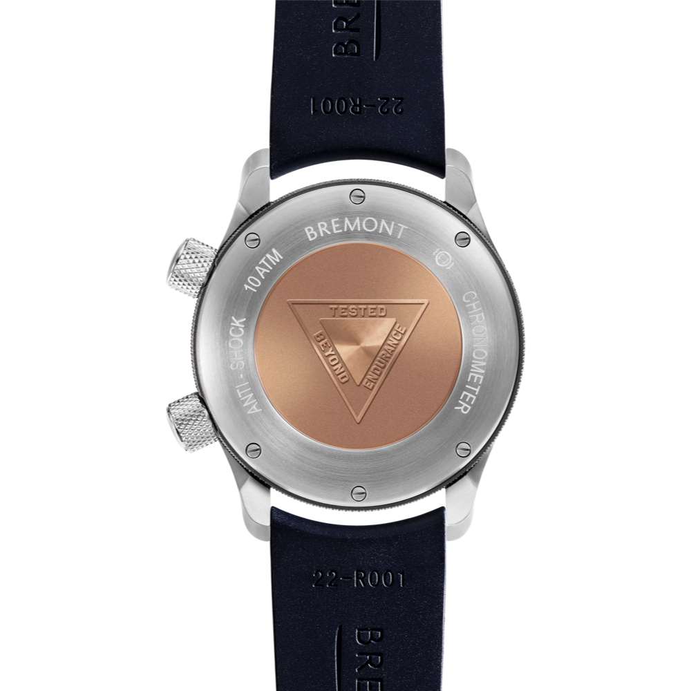 Bremont Watch Company Configurator MBII Custom Stainless Steel, Blue Dial with Titanium Barrel & Closed Case Back