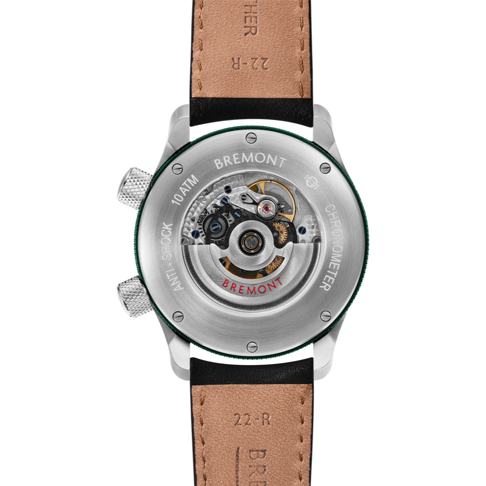 Bremont Watch Company Configurator MBII Custom Stainless Steel, Black Dial with Green Barrel & Open Case Back