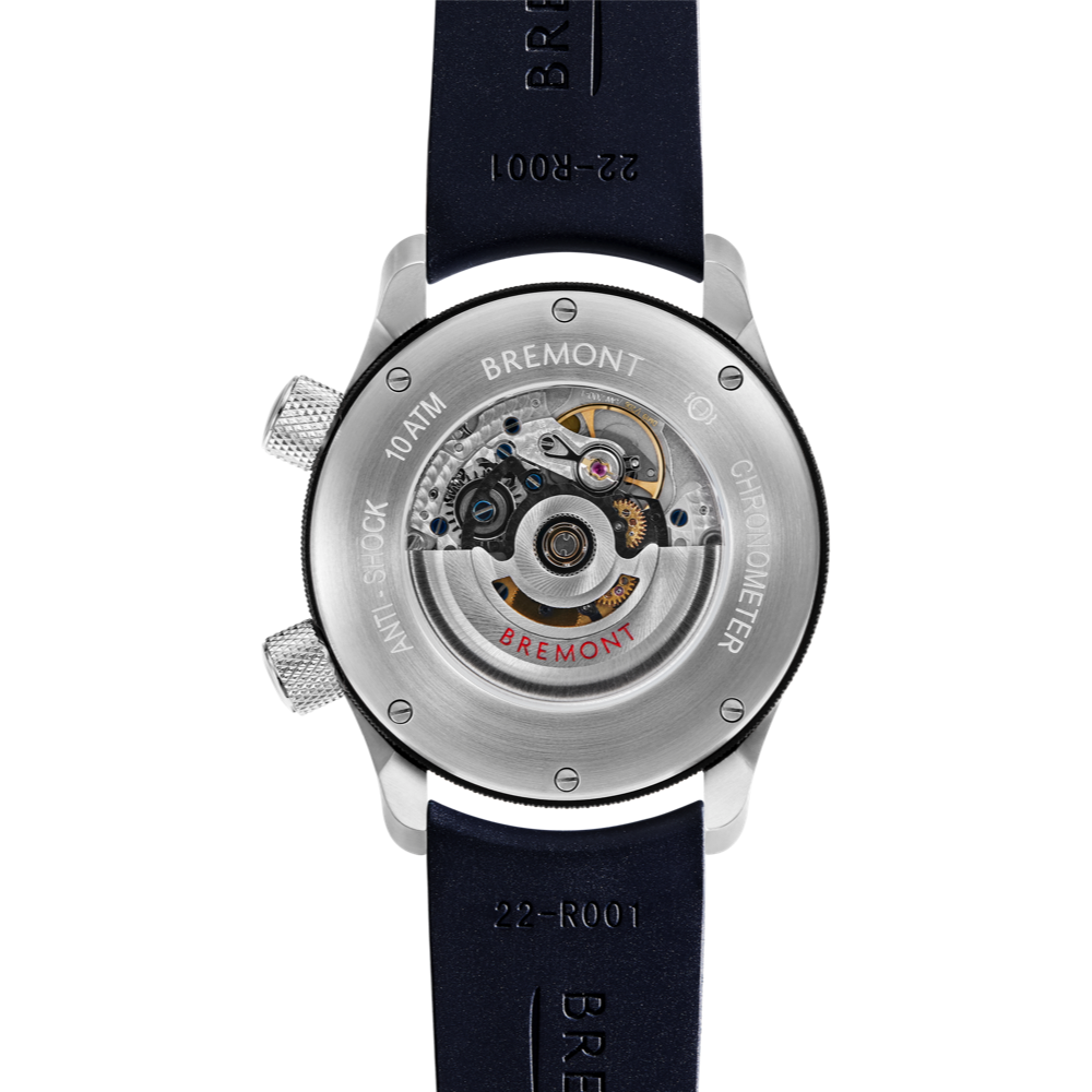 Bremont Watch Company Configurator MBII Custom Stainless Steel, Blue Dial with Jet Barrel & Open Case Back