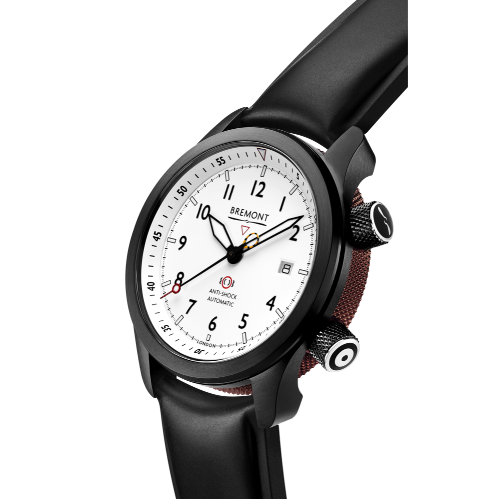 Bremont Watch Company Configurator MBII Custom DLC, White Dial with Anthracite Barrel & Open Case Back