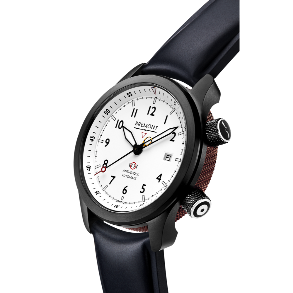 Bremont Watch Company Configurator MBII Custom DLC, White Dial with Anthracite Barrel & Open Case Back