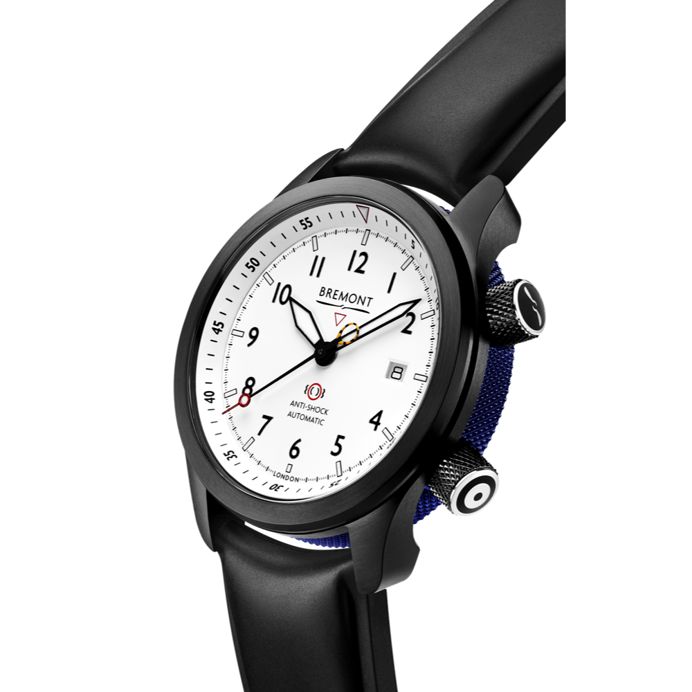 Bremont Watch Company Configurator MBII Custom DLC, White Dial with Blue Barrel & Open Case Back