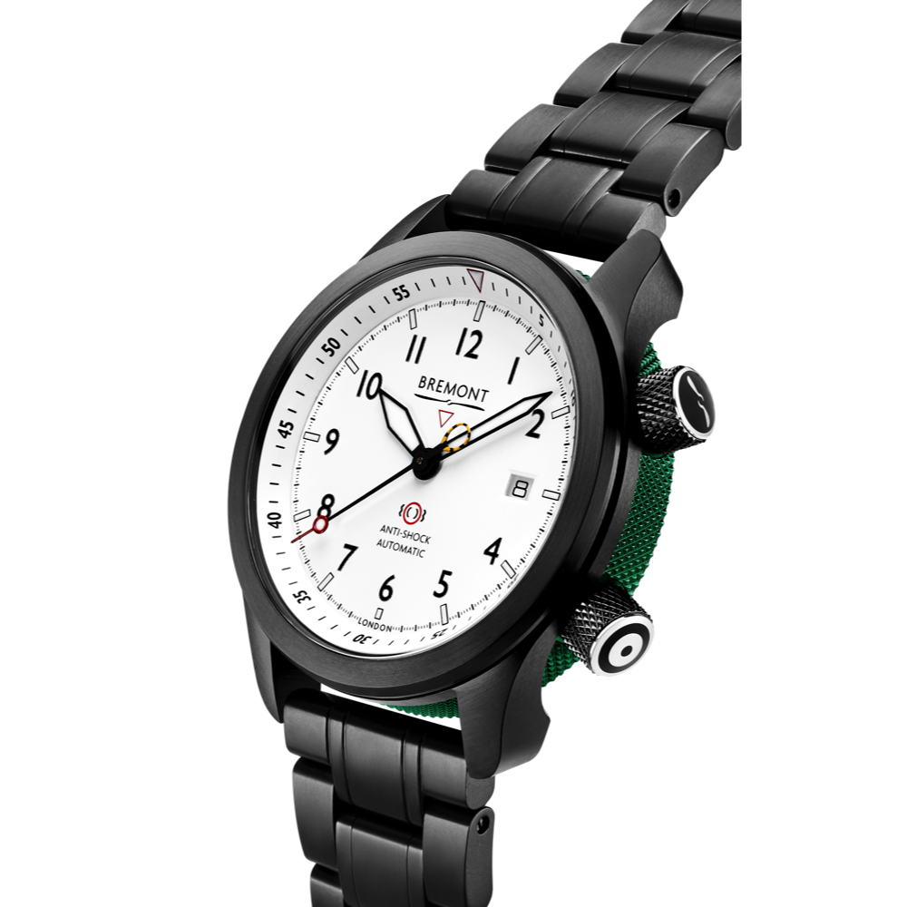 Bremont Watch Company Configurator MBII Custom DLC, White Dial with Green Barrel & Closed Case Back